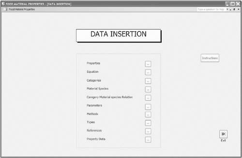 Figure 2 Main form for data insertion options.