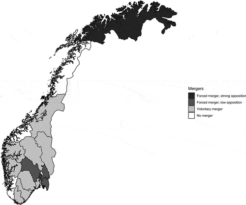 Figure 2. Territorial reforms in norwegian counties 2017.