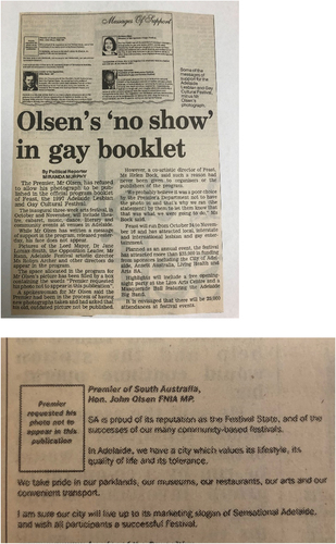 Figure 3. Press clipping from the advertiser newspaper and a close-up of the inlaid image with the text ‘Premier requested his photo not to appear in this publication’.