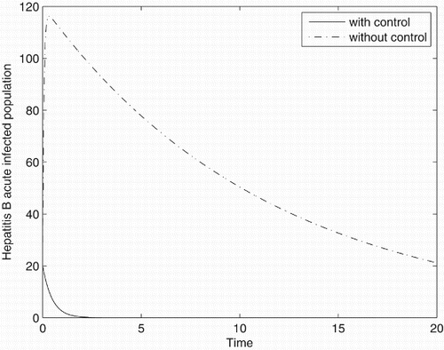 Figure 4. Population of hepatitis B acute-infected individuals with and without control.