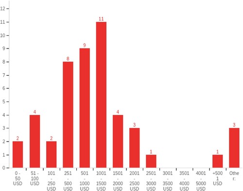 Figure 1. Average monthly income from translation work in general.