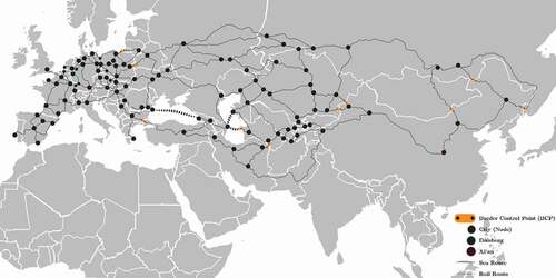 Figure 2. Rail routes network from China to Germany used in this study