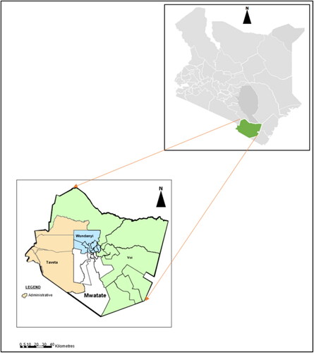 Figure 1. A map of the research sites in Taita-Taveta County.