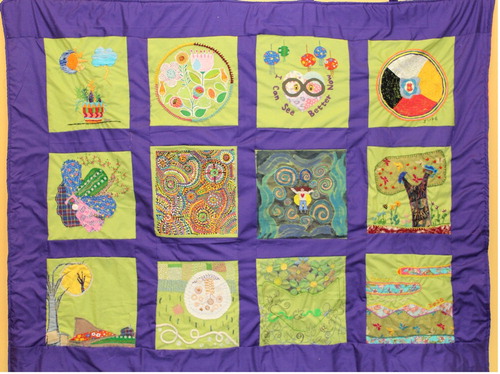 Figure 2. Creating quilts to help art therapy students stay connected during the pandemic at Kutenai Art Therapy Institute, 2020.