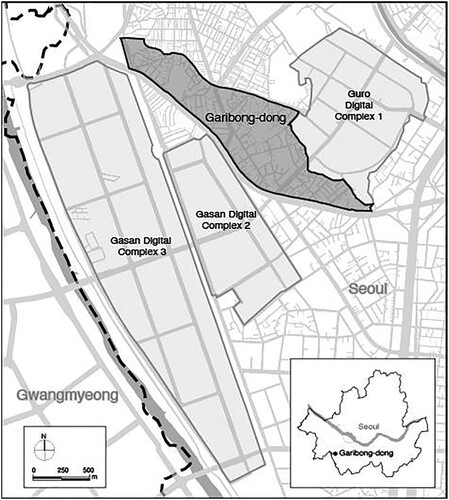 Figure 1. The locations of Garibong-dong. Source: Author based on Seoul Metropolitan Government Citation2022.