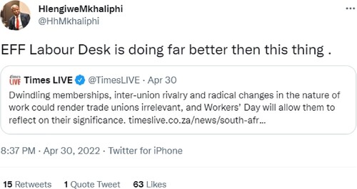 Figure 14. Mkhaliphi’s quote tweet.