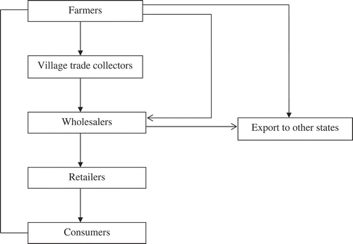 Figure 1. Typical plantain marketing channels in Nigeria. (Source: Akinyemi et al., Citation2010). Reprinted with permission.