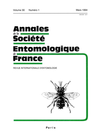 Cover image for Annales de la Société entomologique de France (N.S.), Volume 30, Issue 1, 1994