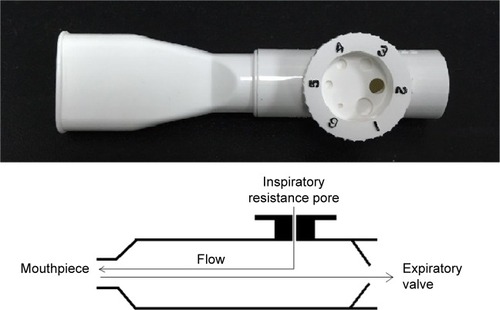 Figure 1 Respiratory resistance device (PFLEX; Respironics Inc; Pittsburgh, PA, USA).