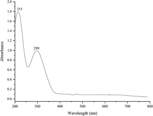 Figure 1. UV–Vis. the spectrum of biosynthesized FeNPs.