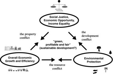 Figure 1. Campbell's conflicting goals for developing the sustainable city.