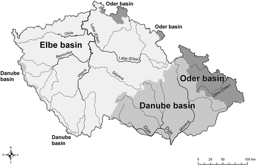 Figure 1. Map of the Czech Republic showing main river basins.