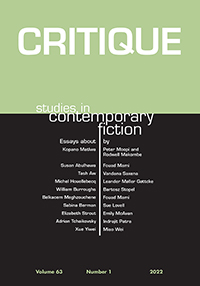 Cover image for Critique: Studies in Contemporary Fiction, Volume 63, Issue 1, 2022