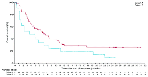 Figure 1. Overall survival. Reprinted from Lancet Oncology. Volume 13. Kim Margolin, Marc S Ernstoff, Omid Hamid, Donald Lawrence, David McDermott, Igor Puzanov, Jedd D Wolchok, Joseph I Clark, Mario Sznol, Theodore F Logan, Jon Richards, Tracy Michener, Agnes Balogh, Kevin N Heller, F Stephen Hodi. Ipilimumab in patients with melanoma and brain metastases: an open-label, phase 2 trial. Pages 459–465. Copyright (2012) with permission from Elsevier.
