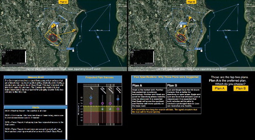 Figure 5. Interface used to display transparency for study by Stowers and colleagues (Citation2017). The interface was altered to pull transparency information to a separate area below the map, with text and a sliding bar scale representing the majority of transparency information offered. Vehicle characteristics on the map were also manipulated to correlate with such information.