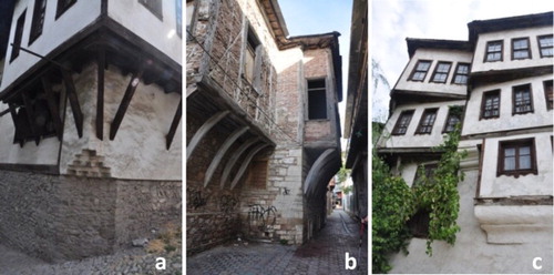 3 Braced projections from a Safranbolu, Turkey and b Chalkis, Greece (this concave variation is known as eliböğründe) and c simple cantilever projection from Safranbolu