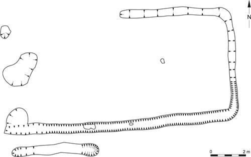 fig 16 Plan, section and photo of B17 from Wickhurst Green, Broadbridge Heath, West Sussex. From Margetts Citation2018, fig 7.8.