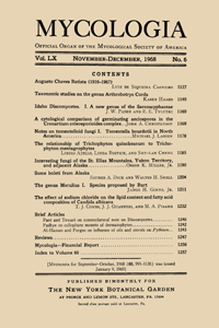 Cover image for Mycologia, Volume 60, Issue 6, 1968