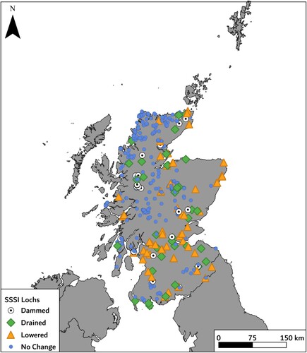 Figure 2. Lochs depicted on the Roy Military Survey of Scotland (1747–1755) now designated as wetland SSSIs.