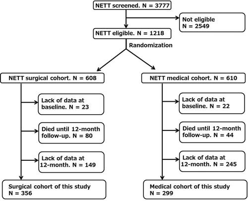 Figure 1.  Flow chart for patient entry. N: number of patients; NETT: National Emphysema Treatment Trial.