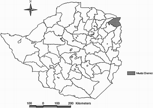 Figure 1: Map of Zimbabwe showing the Mudzi district