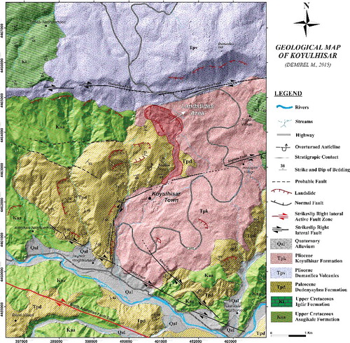 Figure 2. The geological map of the study area (Demirel Citation2015).