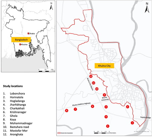 Figure 1. Khulna city and its extended urbanising fringes. Source: Author.