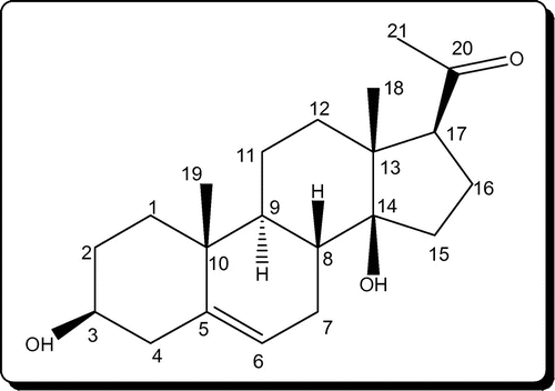Figure 5. 3β,14β-dihydroxy-14β-pregn-5-en-20-one.