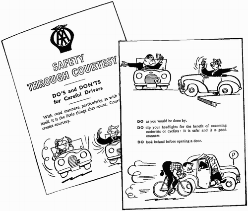 Figure 7. Automobile Association’s Safety Through Courtesy booklet. Source: Cyclists’ Touring Club, The CTC Gazette, 1952, 645.