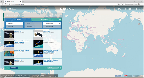 Figure 2. China GEOSS datasets in the GEOSS portal.