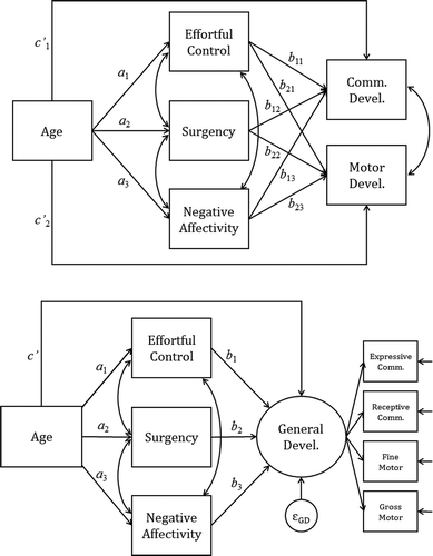 FIGURE 1 Path diagrams of process models.