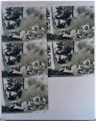 Figure 2. Andy Warhol, White Burning Car III, 1963. Silkscreen ink on linen. © 2023 The Andy Warhol Foundation for the Visual Arts, Inc. / Licensed by Artists Rights Society (ARS), New York