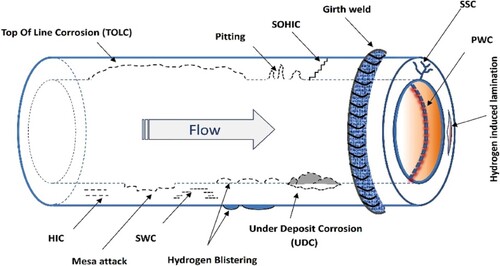 Figure 2. Corrosion’s different forms in pipeline (Askari et al., Citation2019).