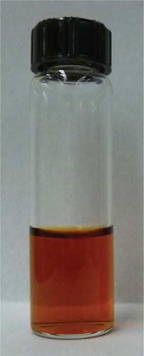 Figure S4 Picture of a dispersion of N-(trimethoxysilylpropyl)ethylenediaminetriacetate-iron oxide nanoparticles in water.