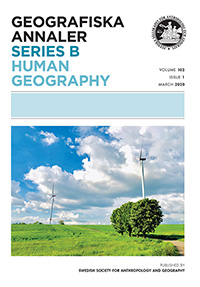 Cover image for Geografiska Annaler: Series B, Human Geography, Volume 102, Issue 1, 2020
