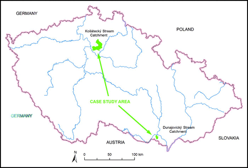 Figure 1. Location of the selected catchment areas.