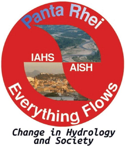 Fig. 5 The logo of Panta Rhei. It recalls the colour and shape of the IAHS logo, as well as the connections between the catchment, water and society.