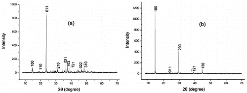 Figure 3. XRD patterns of as-prepared strontium oxalate sample: (a) direct reaction; (b) react through MBS.