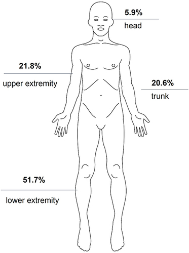 Figure 7 Percentage distribution of injuries.