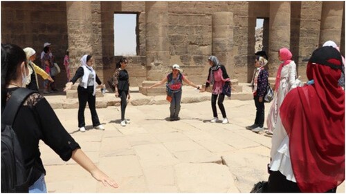 Figure 1. Participants devising at the Philae Temple. Photo by Gamal Megly.