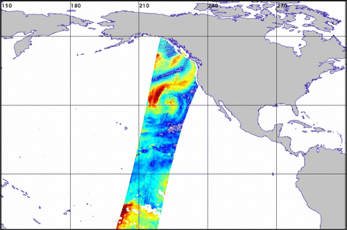 Figure 6.  Synoptic cyclone and front structure captured by the HY-2 scatterometer.