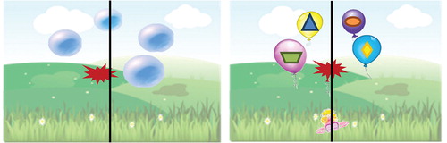 Figure 2. (a) Screenshots of bubble poking game and (b) Screenshots of balloon poking game