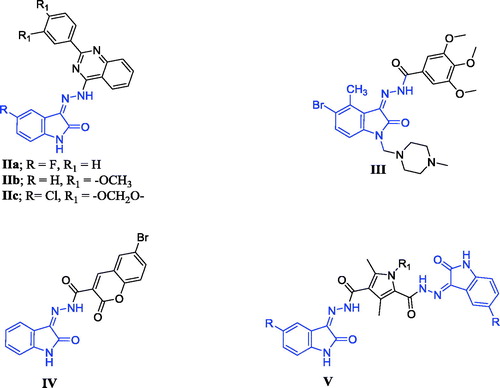 Figure 2. Reported 3-hydrazinoindolin-2-one derivatives (II–V) with apoptotic activity.