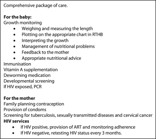 Figure 1: Services included in the comprehensive package of care.