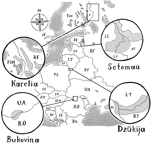 Figure 1. Map of the study areas in adjacent post-Soviet countries. Illustration by Johanna Lohrengel.