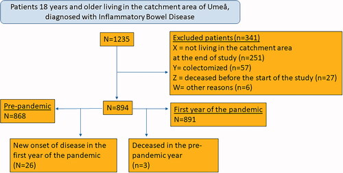Figure 1. Flow chart that shows the patients included in the pre-pandemic period and the period of the first year of the COVID-19 pandemic.