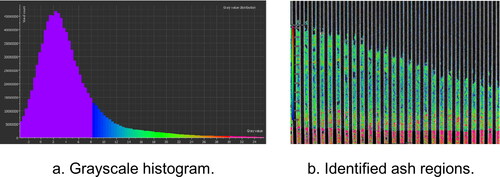 Figure 12. Identification of ash occupied regions based on grayscales.