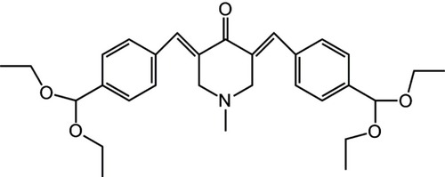 Figure 1 Chemical structure of 3,5-bis[4(diethoxymethyl)benzylidene]-1-methyl-piperidin-4-one.