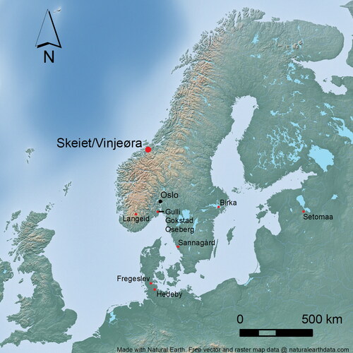 Fig 1 Location map with mentioned sites and places. By Raymond Sauvage, NTNU University Museum.