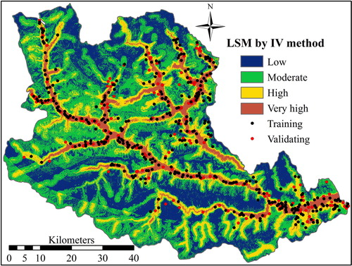 Figure 4 Landslide susceptibility map produced using the information value method.